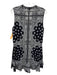 A.L.C. Size 6 Black & White Silk Sleeveless Bandana Paisley Waist Cinch Dress Black & White / 6