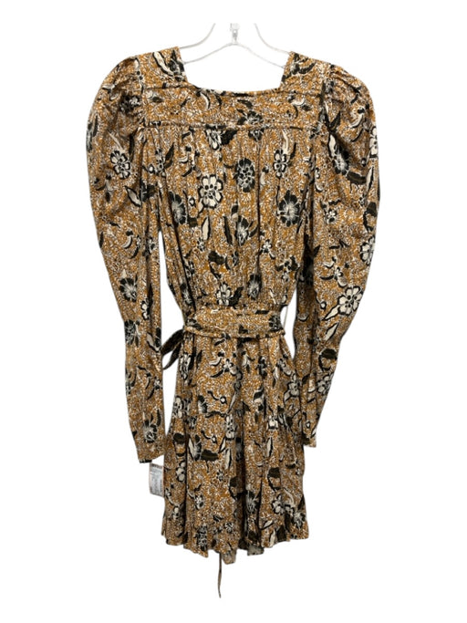 Ulla Johnson Size 4 Yellow, Beige, Black Cotton & Rayon Long puff sleeve Dress Yellow, Beige, Black / 4