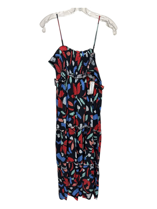 Hunter Bell Size M Red, Black, Blue Linen & Rayon Spaghetti Strap Midi Dress Red, Black, Blue / M