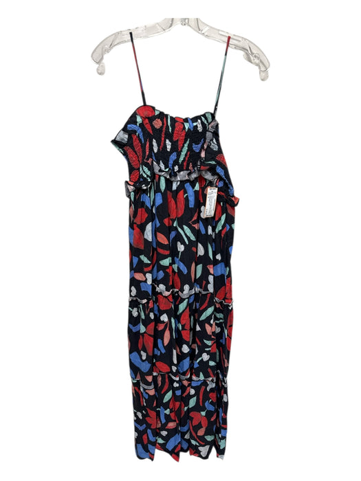 Hunter Bell Size M Red, Black, Blue Linen & Rayon Spaghetti Strap Midi Dress Red, Black, Blue / M