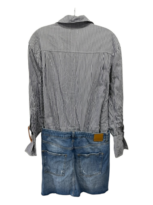 Simkhai Size 6 Navy Blue, White, Blue Cotton Long Sleeve Striped Layered Dress Navy Blue, White, Blue / 6