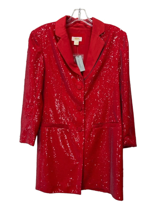 Maeve Size 4 Red Polyester Blazer All Over Sequins Button Front Jacket Red / 4