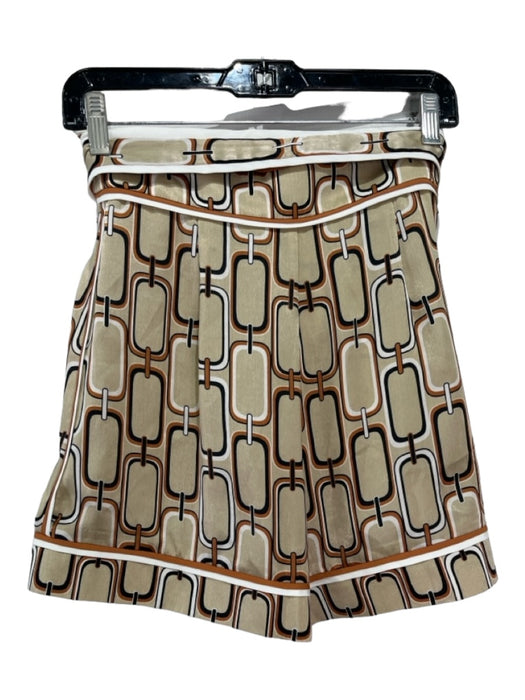 Alexis Size S Beige & White Polyester High Rise Chain Print Belt Inc. Shorts Beige & White / S