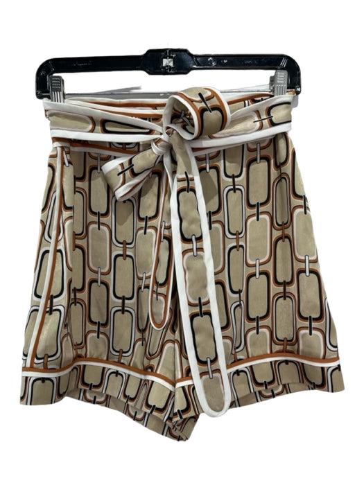 Alexis Size S Beige & White Polyester High Rise Chain Print Belt Inc. Shorts Beige & White / S