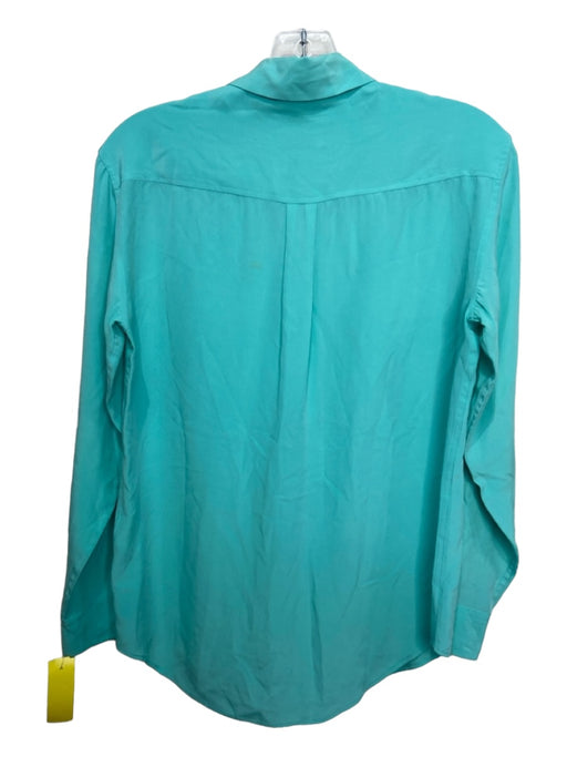 Equipment Femme Size XS Aqua Blue Silk Long Sleeve Button Front Collar Top Aqua Blue / XS
