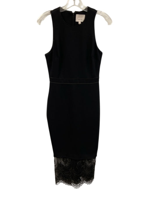Cinq a Sept Size 4 Black Polyester Blend Back Zip Sleeveless Tiered Dress Black / 4
