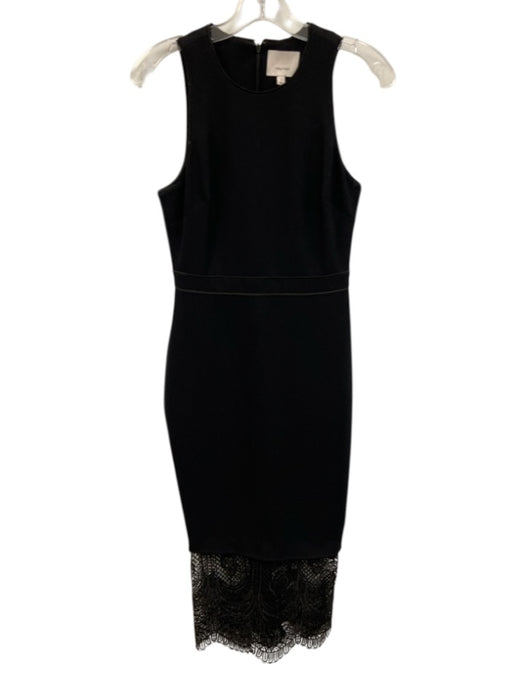 Cinq a Sept Size 4 Black Polyester Blend Back Zip Sleeveless Tiered Dress Black / 4