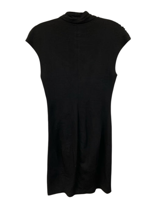 Helmut Lang Size 4 Black Wool Blend Side Zip V Neck Sleeveless Dress Black / 4