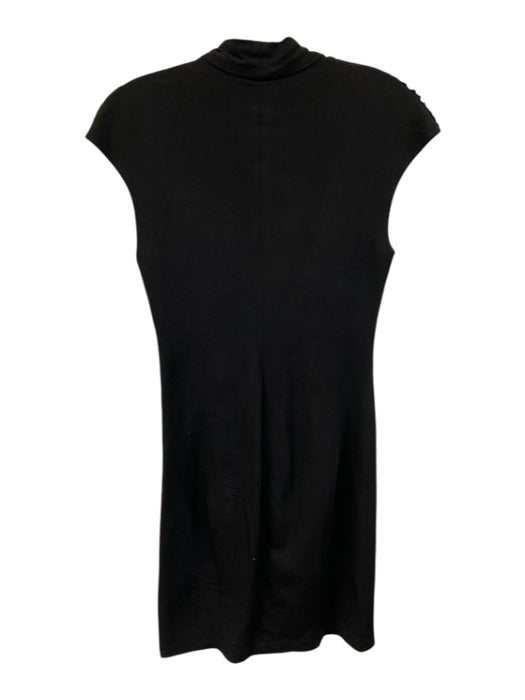 Helmut Lang Size 4 Black Wool Blend Side Zip V Neck Sleeveless Dress Black / 4