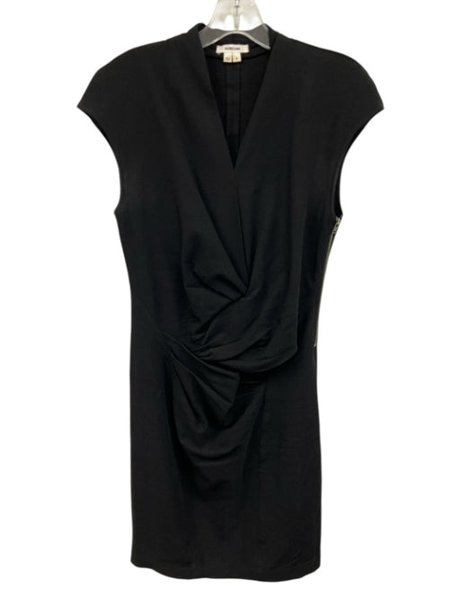 Helmut Lang Size 4 Black Wool Blend Side Zip V Neck Sleeveless Dress Black / 4