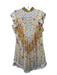 Poupette St. Barth Size XS Cream & Multi Viscose Mini V Neck Floral Dress Cream & Multi / XS