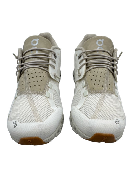 On Cloud Shoe Size 6 White & Taupe Synthetic Low Top Lace Up Sneakers White & Taupe / 6
