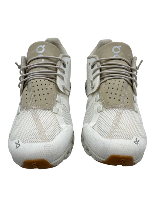 On Cloud Shoe Size 6 White & Taupe Synthetic Low Top Lace Up Sneakers White & Taupe / 6
