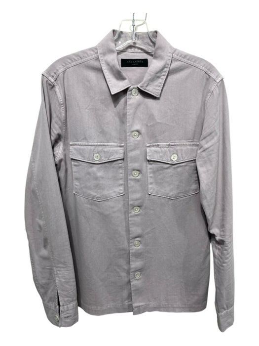 ALLSAINTS Size XL Purple Cotton Blend Solid Front Pockets Long Sleeve Shirt Purple / XL