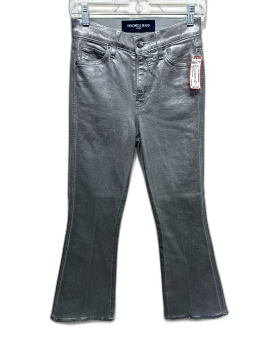 Veronica Beard Jeans Size 25 Silver Cotton Blend Coated High Rise Zip Fly Jeans Silver / 25