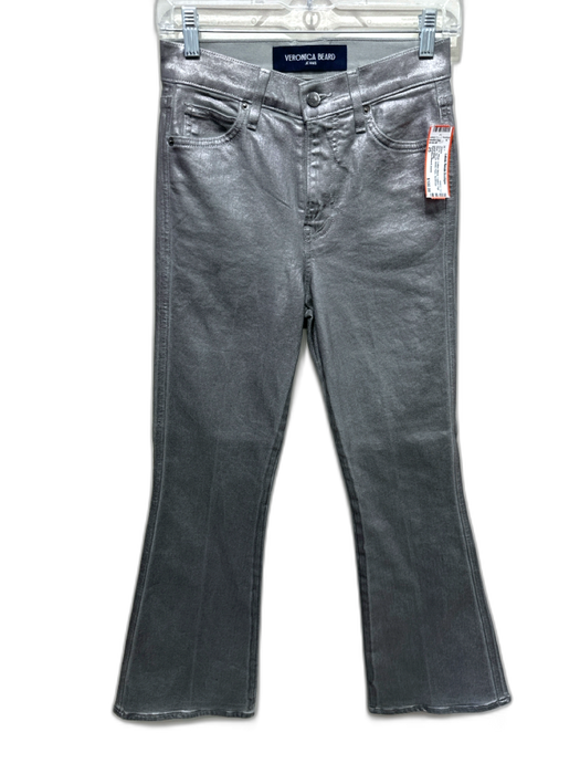Veronica Beard Jeans Size 25 Silver Cotton Blend Coated High Rise Zip Fly Jeans Silver / 25
