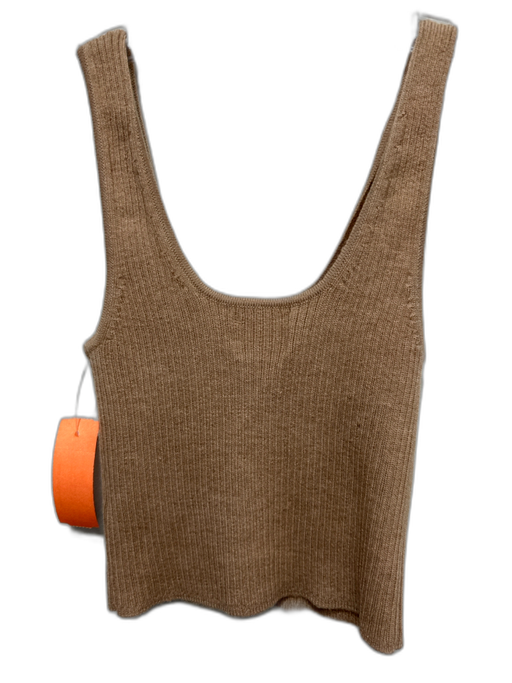 Lou Lou Studio Size S Light Brown Wool Blend Ribbed Scoop Neck Sleeveless Top Light Brown / S