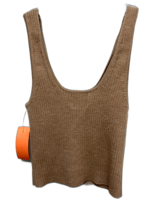 Lou Lou Studio Size S Light Brown Wool Blend Ribbed Scoop Neck Sleeveless Top Light Brown / S