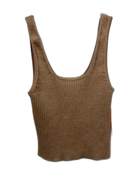 Lou Lou Studio Size S Light Brown Wool Blend Ribbed Scoop Neck Sleeveless Top Light Brown / S