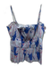 Coco Shop Size S Blue & Pink Linen Block Printed Leaves Spaghetti Strap Top Blue & Pink / S