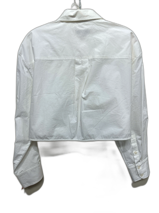 COS Size 4 White Cotton Blend Button Down Long Sleeve Cropped Top White / 4