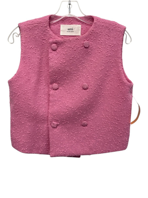 Ami Alexandre Mattiussi Size 38 Pink Wool Blend Sleeveless Boucle Top Pink / 38