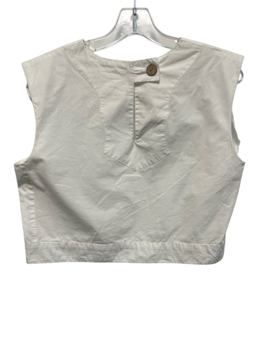 Julia Amory Size Medium White Cotton Sleeveless Back Button Boxy Top White / Medium