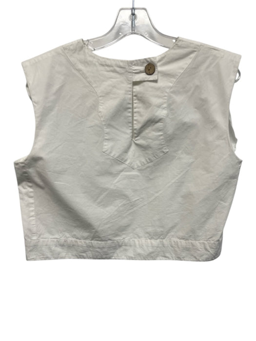Julia Amory Size Medium White Cotton Sleeveless Back Button Boxy Top White / Medium
