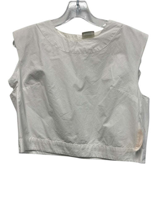 Julia Amory Size Medium White Cotton Sleeveless Back Button Boxy Top White / Medium