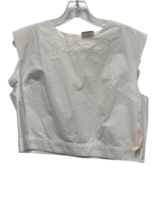 Julia Amory Size Medium White Cotton Sleeveless Back Button Boxy Top White / Medium