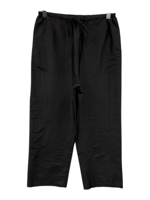 Donni Size XS Black Silk Elastic & Drawstring Waist Pockets Cargo Wide Leg Pants Black / XS