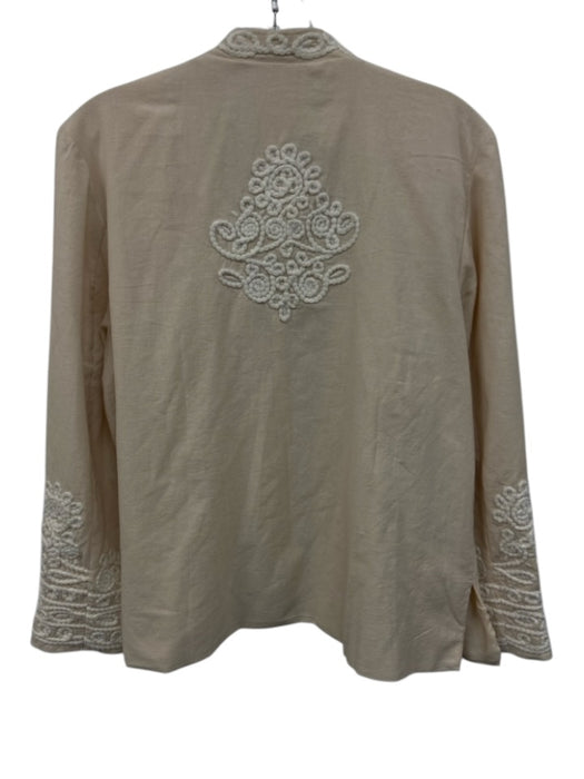 Julia Amory Size XS Beige Cream Cotton & Linen stand collar Buttons Jacket Beige Cream / XS