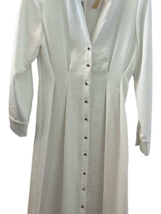 Zara Size S White Polyester Long Sleeve Buttons Midi Dress White / S
