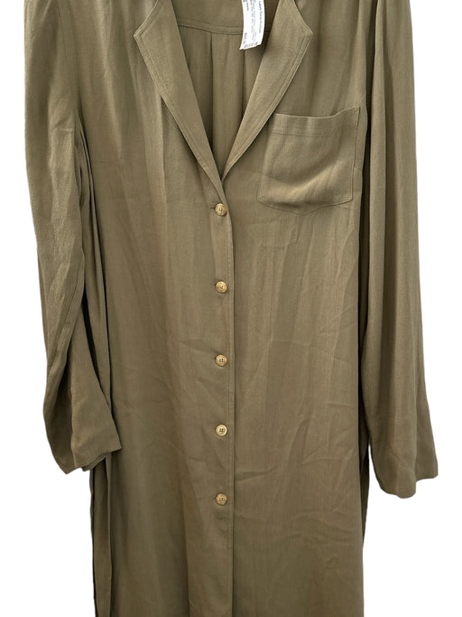 The Odells Size S Olive Green Rayon Blend Long Sleeve Buttons Side Slits Dress Olive Green / S