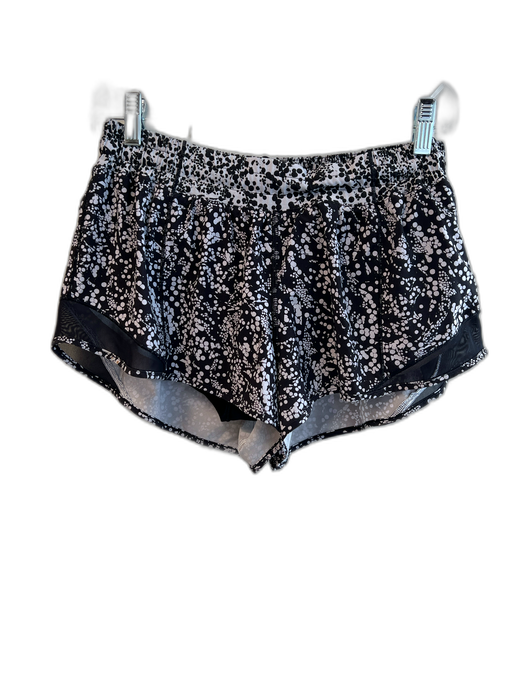 Lululemon Size 10 Black & White No Fabric Tag Marbled Mesh Detail Runner Shorts Black & White / 10