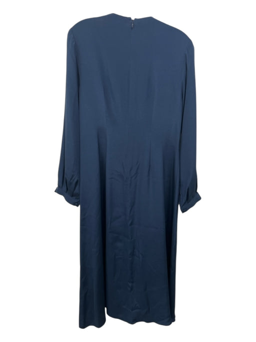 Hunter Bell Size 8 Navy Silk Back Zip Pleated Detail Long Sleeve Dress Navy / 8