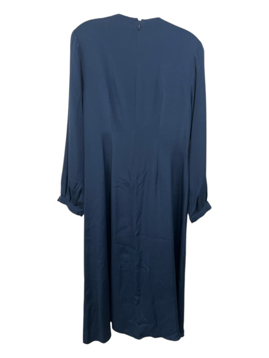 Hunter Bell Size 8 Navy Silk Back Zip Pleated Detail Long Sleeve Dress Navy / 8
