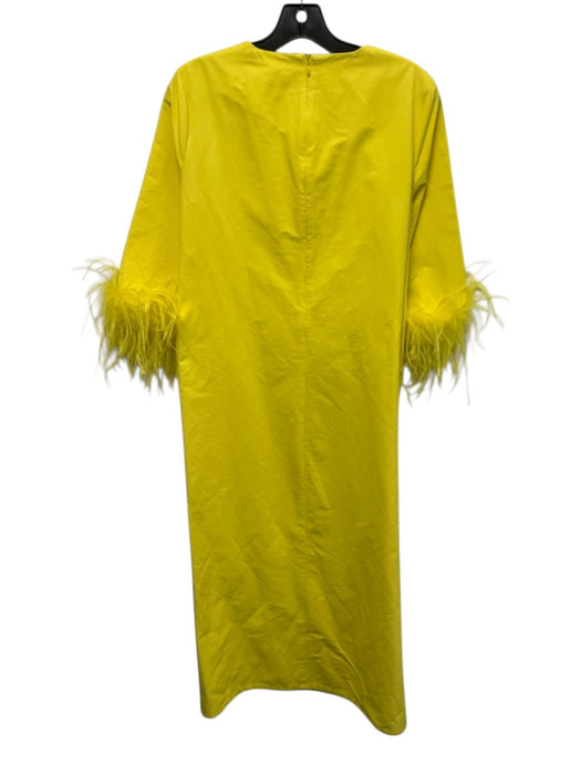 Tuckernuck Size M Yellow Polyester 3/4 Sleeve Feather Trim Dress Yellow / M