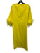 Tuckernuck Size M Yellow Polyester 3/4 Sleeve Feather Trim Dress Yellow / M