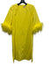 Tuckernuck Size M Yellow Polyester 3/4 Sleeve Feather Trim Dress Yellow / M