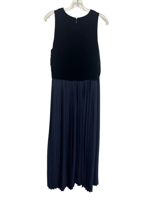 Lafayette 148 Size M Blue Fabric Block Velvet Sleeveless Pleated Dress Blue / M
