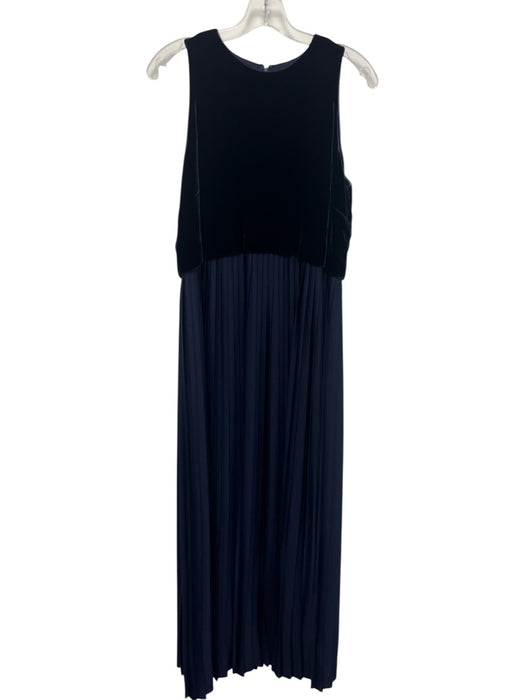 Lafayette 148 Size M Blue Fabric Block Velvet Sleeveless Pleated Dress Blue / M