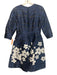 Carolina Herrera Size 8 Blue & Silver Acetate & Silk Pleated Floral Print Dress Blue & Silver / 8
