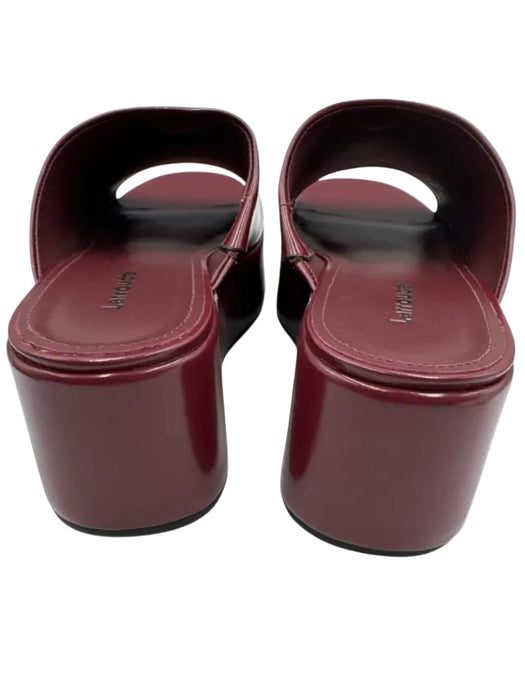Larroude Shoe Size 7 Maroon Red Leather Upper Rubber Sole Logo Open Toe Sandals Maroon Red / 7