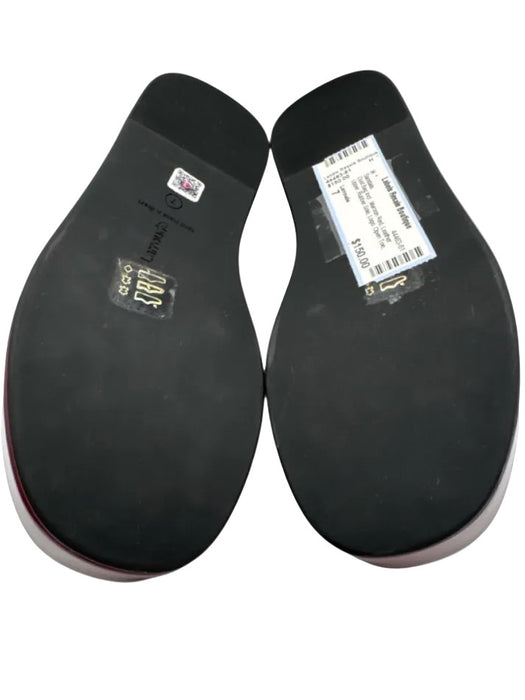 Larroude Shoe Size 7 Maroon Red Leather Upper Rubber Sole Logo Open Toe Sandals Maroon Red / 7