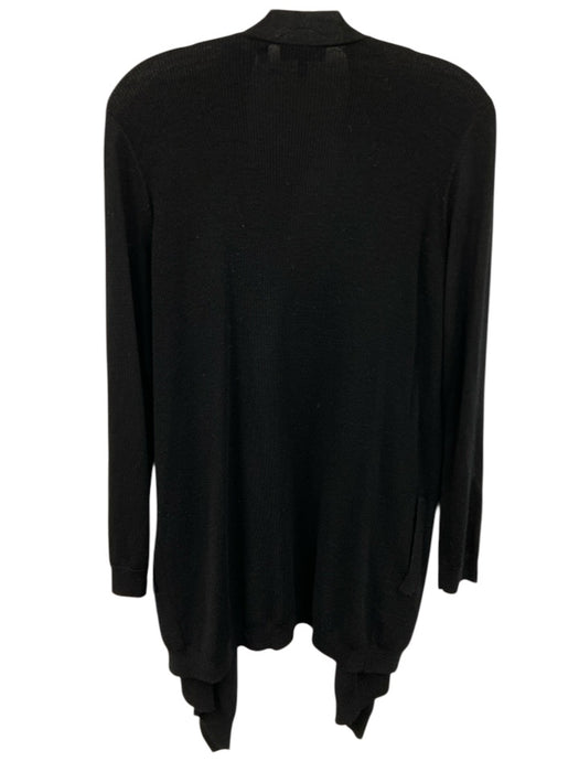 Theory Size Medium Black Wool Long Sleeve Ribbed Open Front Knit Cardigan Black / Medium