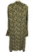 Ganni Size 42 Yellow & Black Viscose Long Sleeve Floral Button Front Midi Dress Yellow & Black / 42