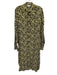 Ganni Size 42 Yellow & Black Viscose Long Sleeve Floral Button Front Midi Dress Yellow & Black / 42