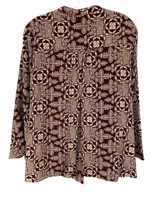 Elizabeth & James Size Medium Burgundy & Cream Silk Long Flare Sleeve Dress Burgundy & Cream / Medium