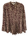 Elizabeth & James Size Medium Burgundy & Cream Silk Long Flare Sleeve Dress Burgundy & Cream / Medium